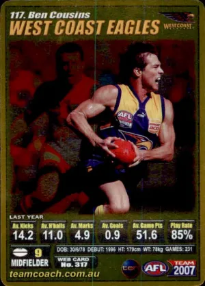 Ben Cousins, Gold, 2007 Teamcoach AFL