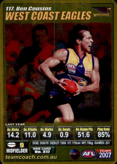Ben Cousins, Gold, 2007 Teamcoach AFL