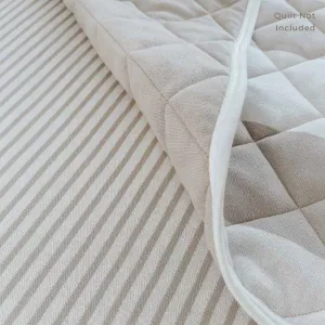 Bengali Fitted Sheet | King Single | Greige Pinstripe