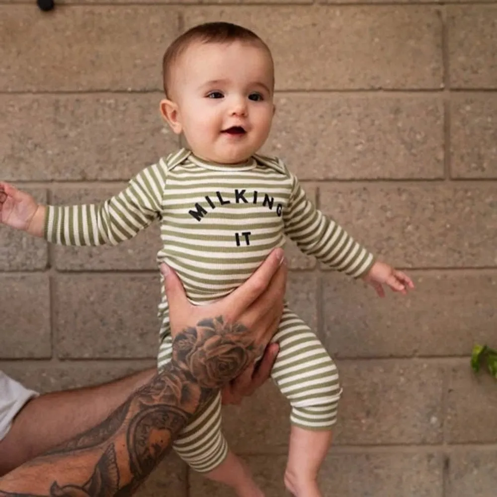 Claude & Co: Milking It Stripe Onesie