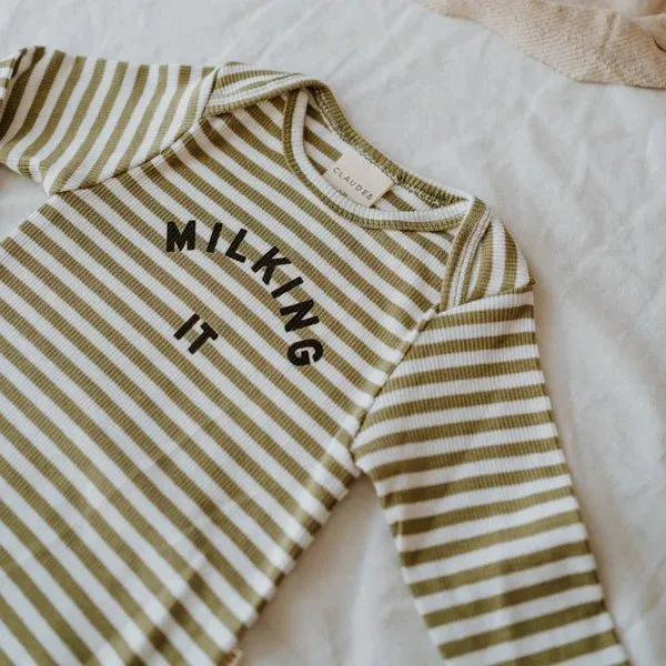 Claude & Co: Milking It Stripe Onesie