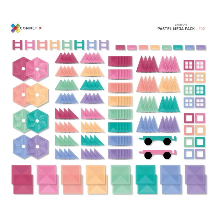 Connetix Tiles | 202 Piece Pastel Mega Pack