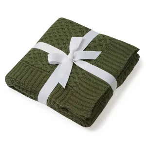 Diamond Knit Baby Blanket | Olive