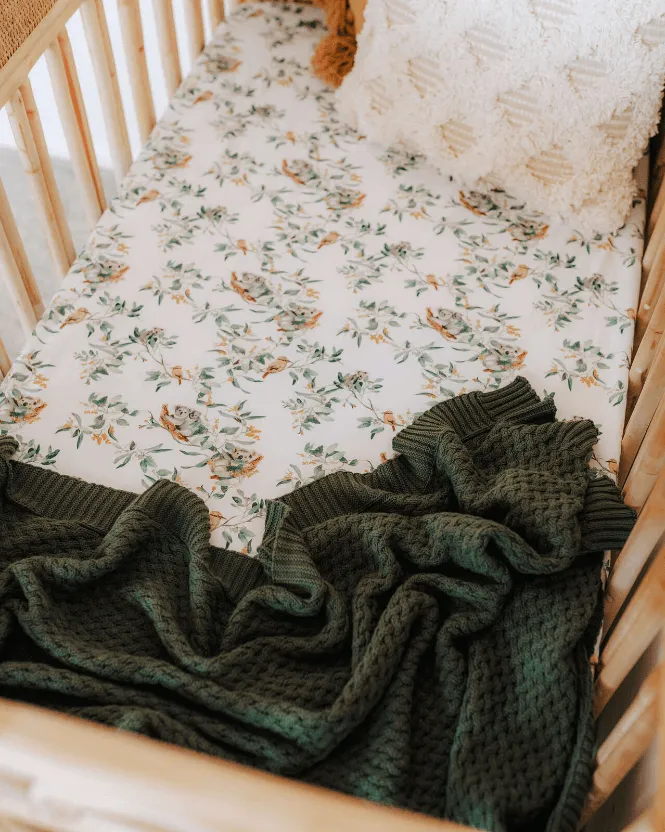 Diamond Knit Baby Blanket | Olive