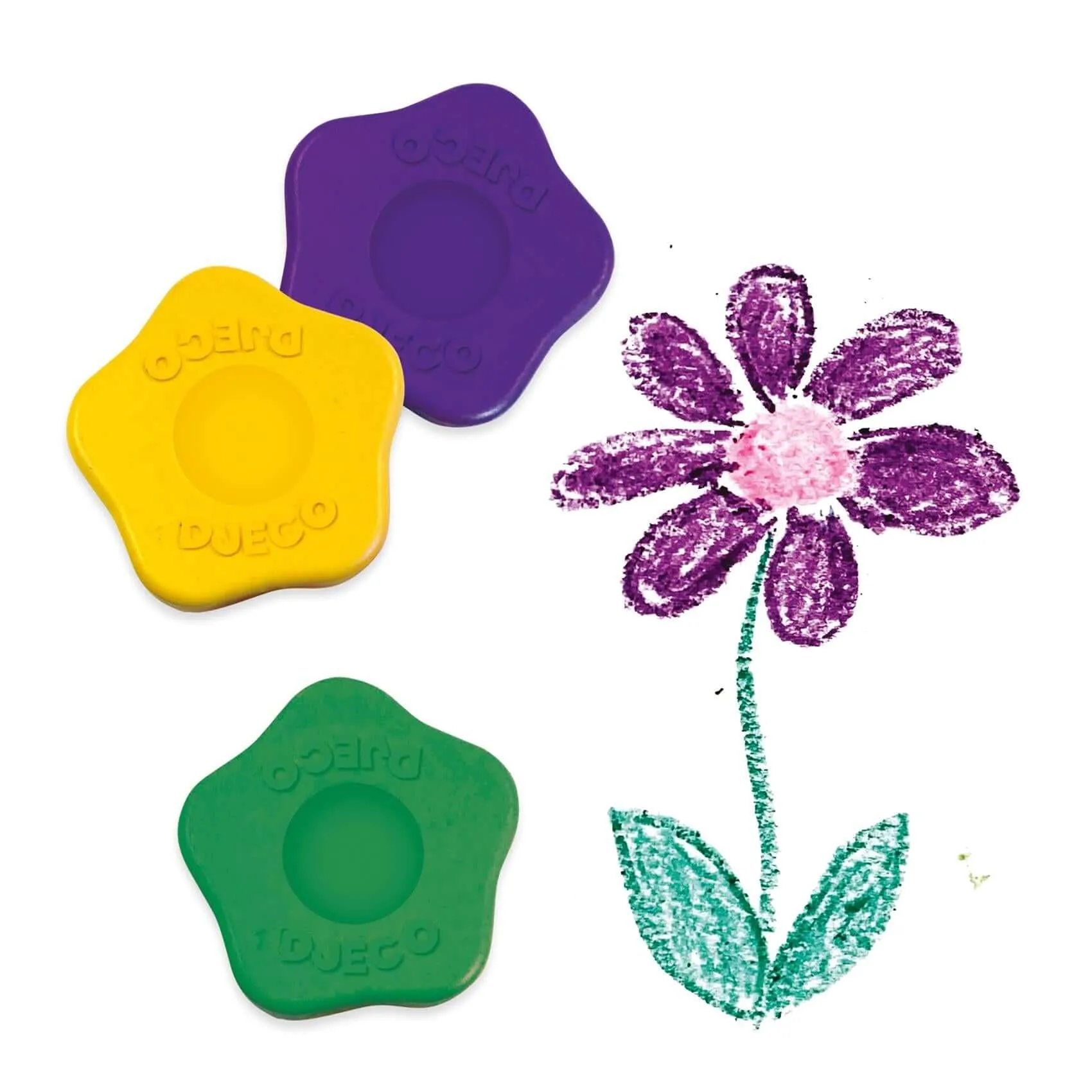 Djeco Stationery | 12 Flower Crayons for Toddlers