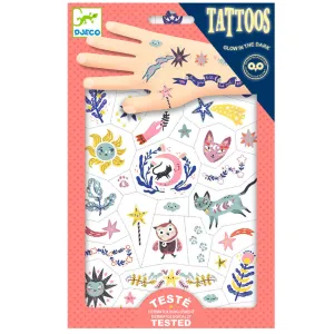 Djeco Temporary Tattoos, Sweet Dreams (Glow in the Dark)