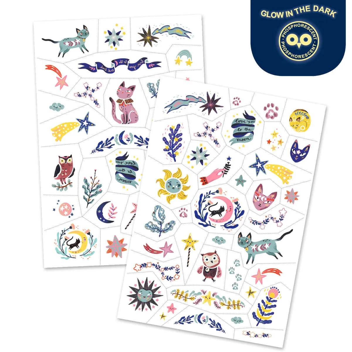 Djeco Temporary Tattoos, Sweet Dreams (Glow in the Dark)