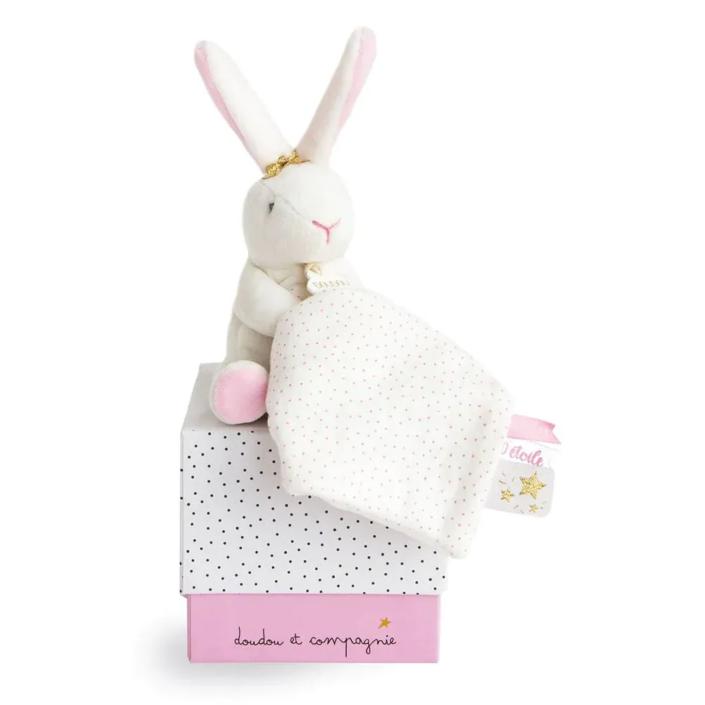 Doudou et Compagnie Pink Plush Bunny with Doudou Blanket