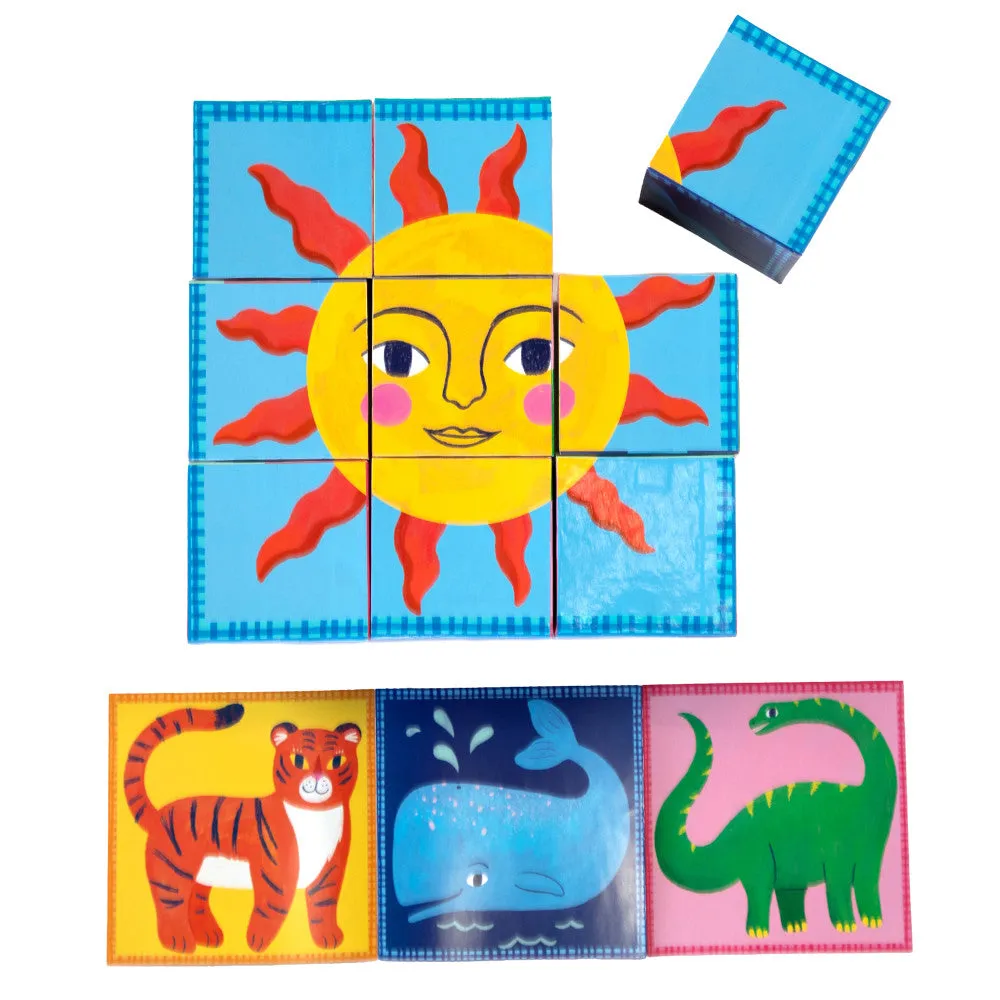 eeBoo Simple Things Picture Blocks - Vibrant 9pc Puzzle Set