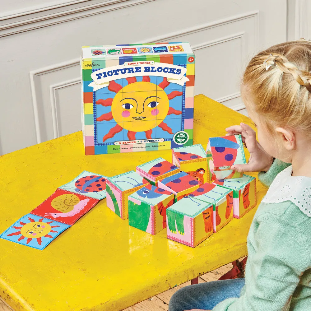eeBoo Simple Things Picture Blocks - Vibrant 9pc Puzzle Set