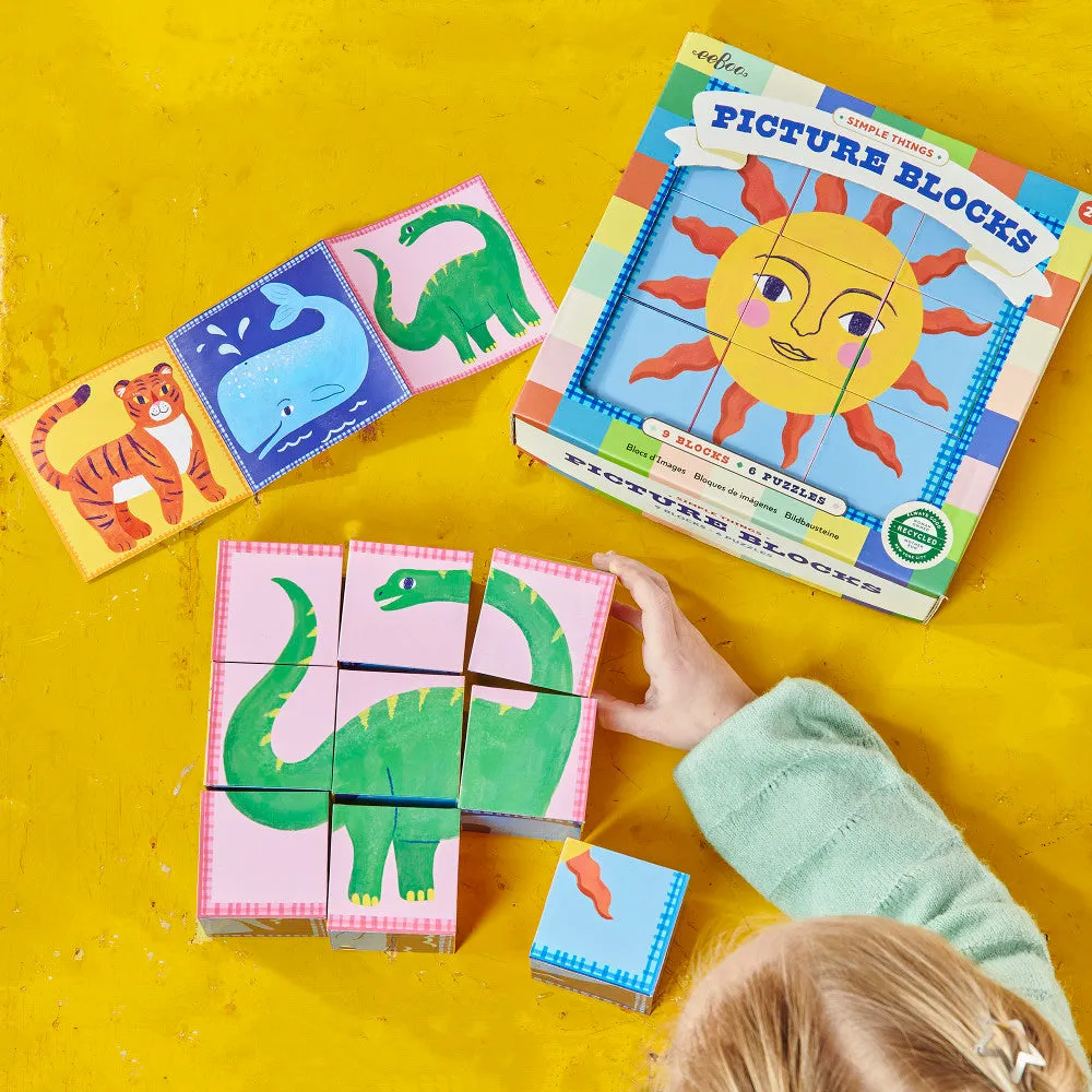 eeBoo Simple Things Picture Blocks - Vibrant 9pc Puzzle Set