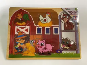 First Learning Wooden Pin Puzzle Barn Animals