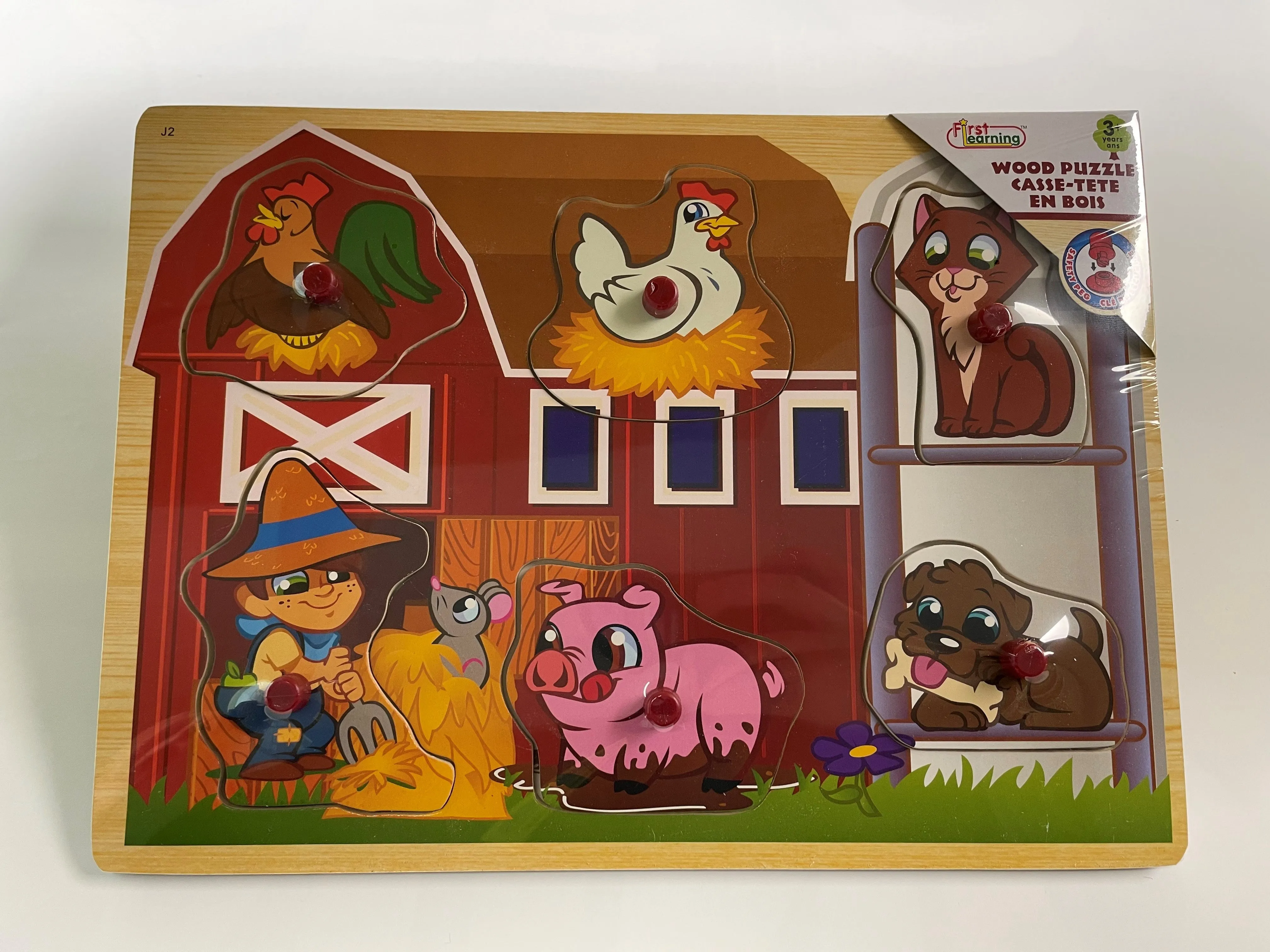 First Learning Wooden Pin Puzzle Barn Animals