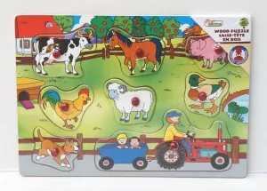 First Learning Wooden Pin Puzzle Farm Animals