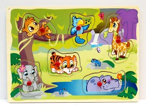 First Learning Wooden Pin Puzzle Zoo Animals