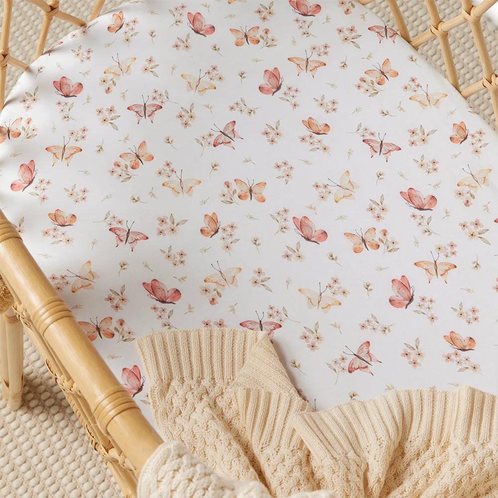 Fitted Bassinet Sheet | Changing Mat Cover | Butterfly