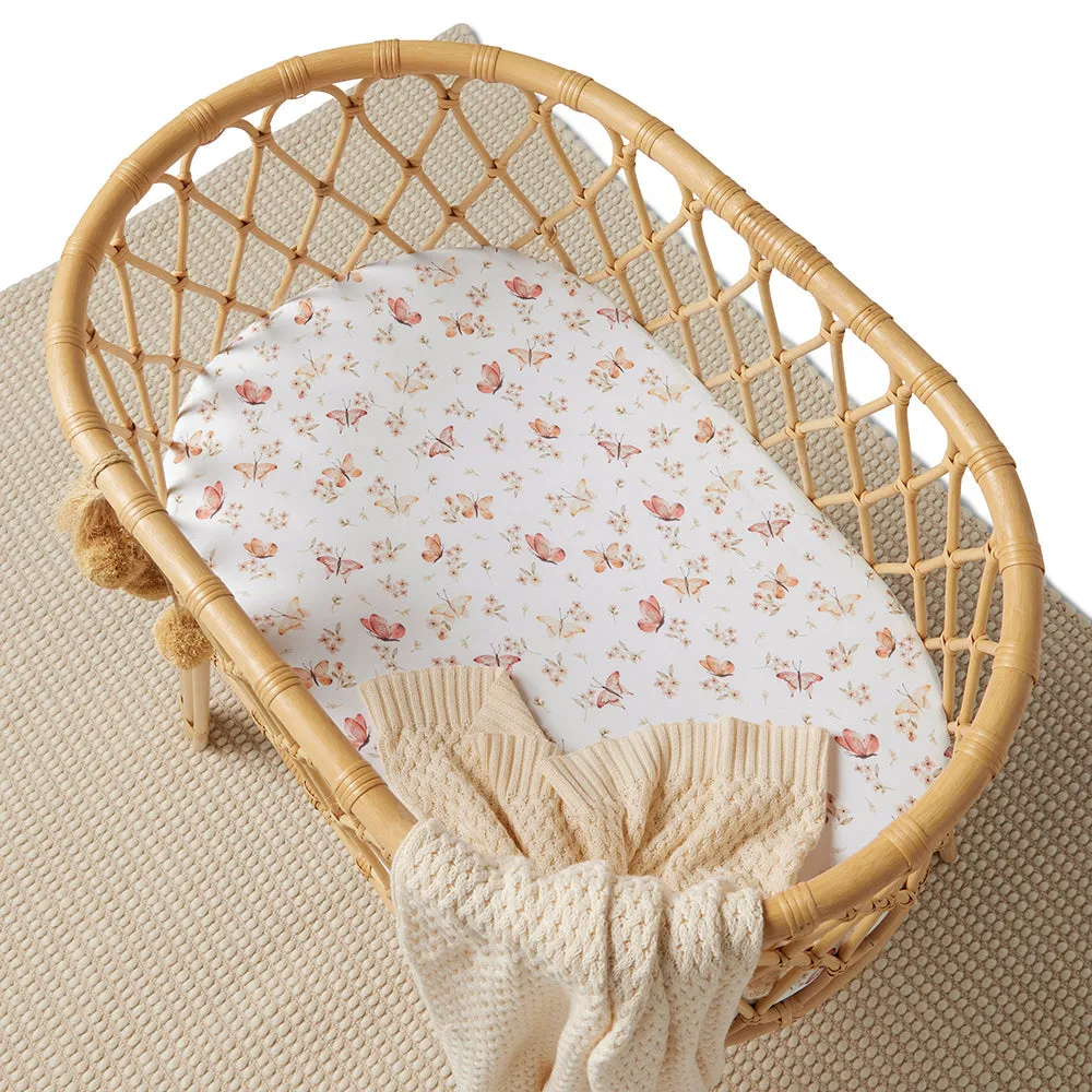 Fitted Bassinet Sheet | Changing Mat Cover | Butterfly