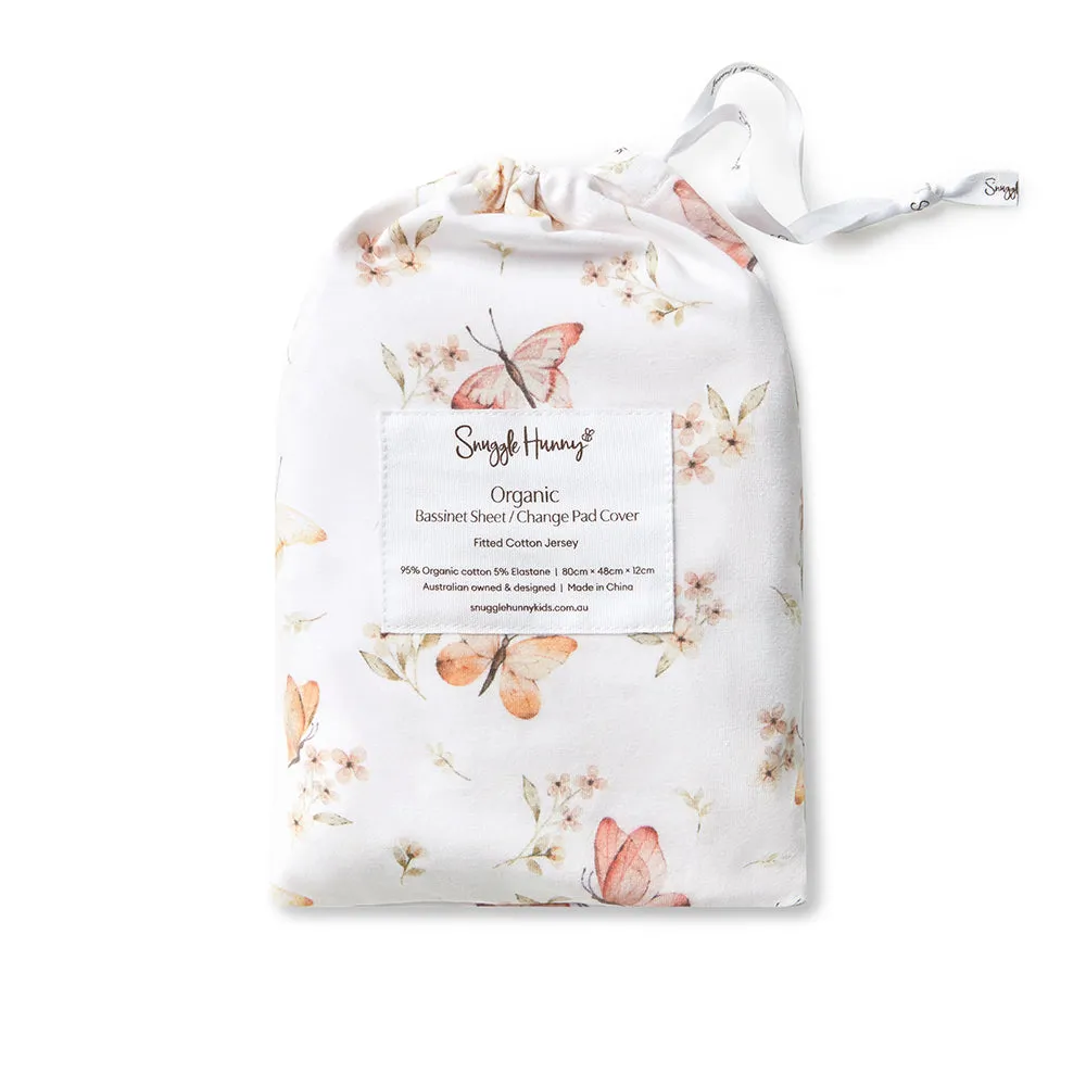 Fitted Bassinet Sheet | Changing Mat Cover | Butterfly