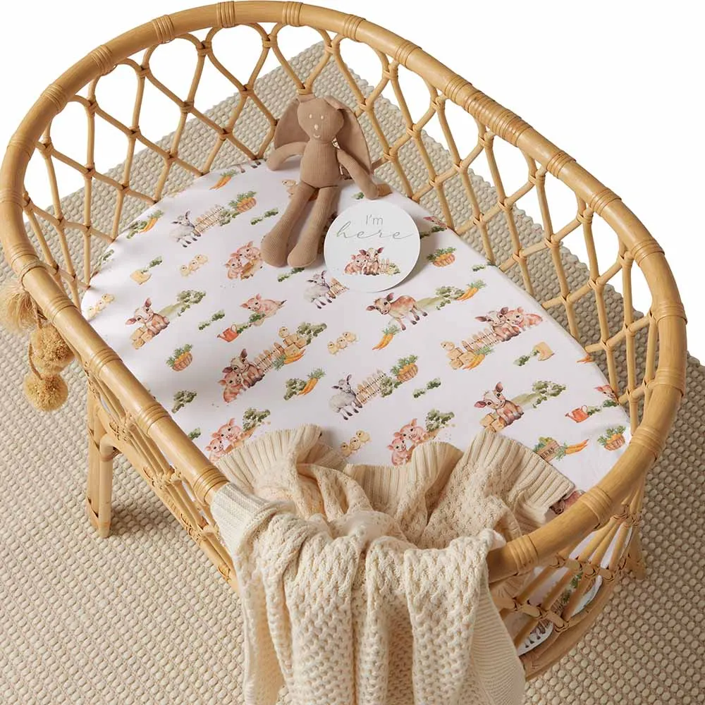 Fitted Bassinet Sheet | Changing Mat Cover | Farm