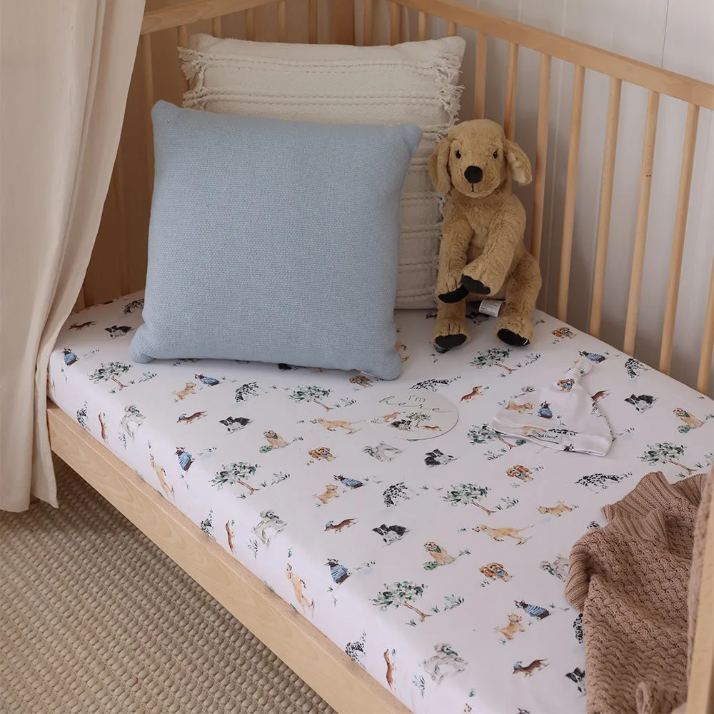 Fitted Cot Sheet | Dog Park