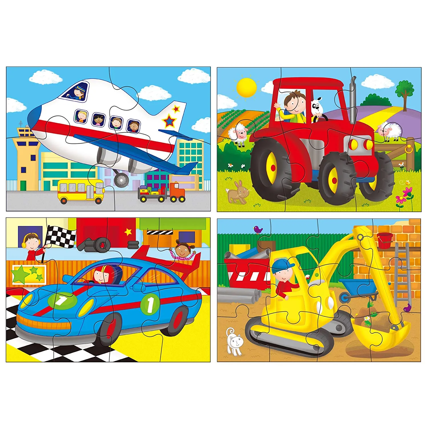 Galt 4 Puzzles in a Box - Vehicles Wise - Kids Toys