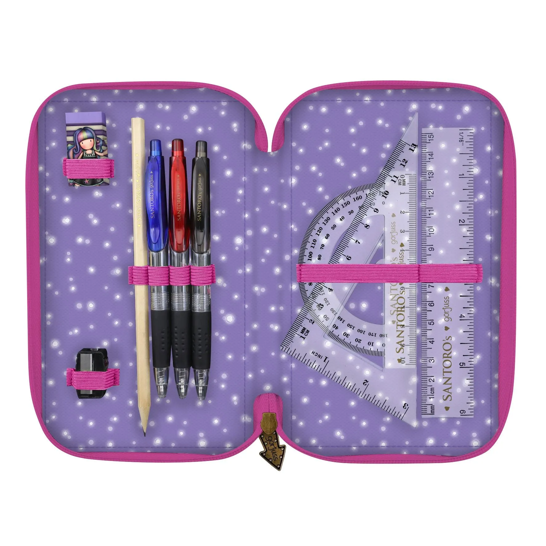 Gorjuss Triple Zip Filled Pencil Case