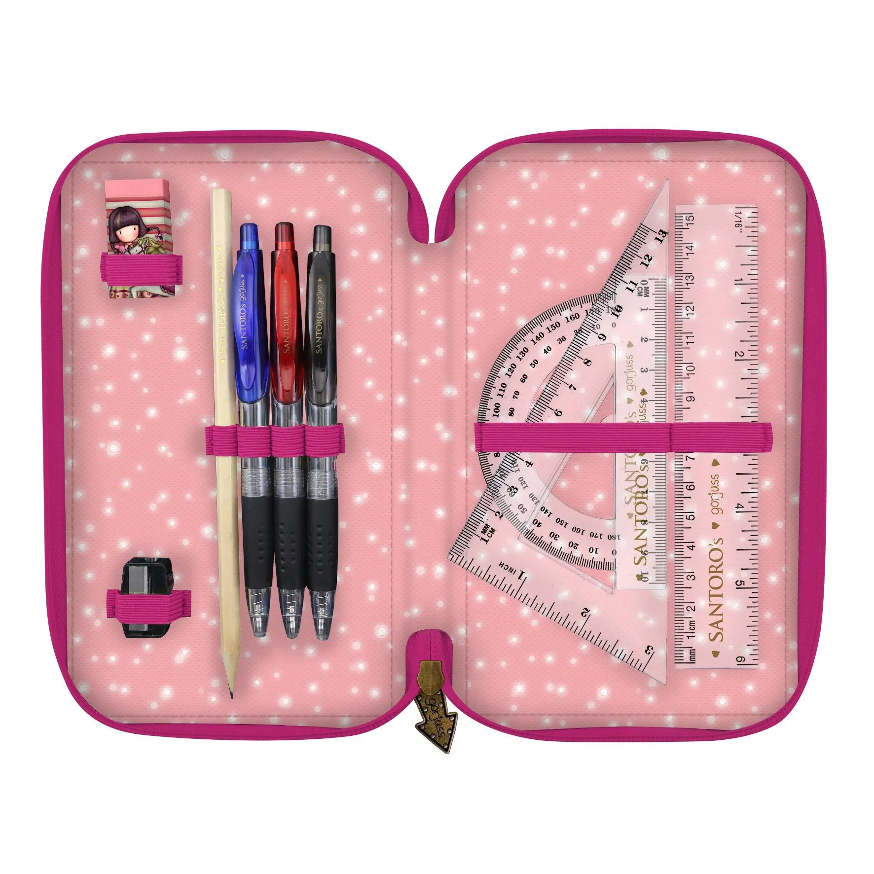 Gorjuss Triple Zip Filled Pencil Case