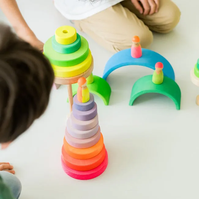 Grimm's | Conical Stacking Tower Neon Pink