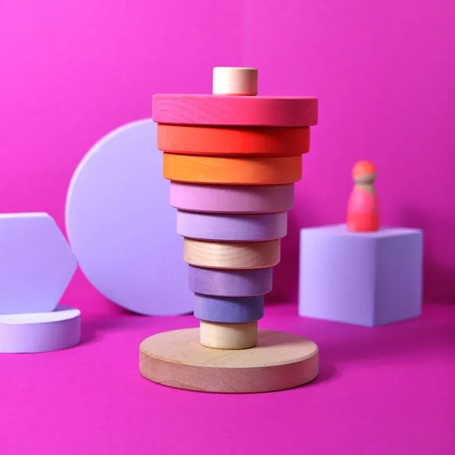 Grimm's | Conical Stacking Tower Neon Pink