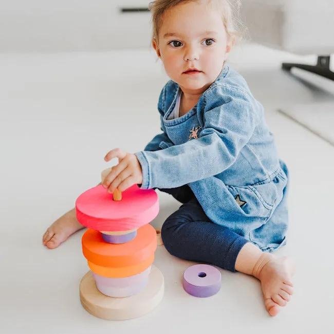 Grimm's | Conical Stacking Tower Neon Pink