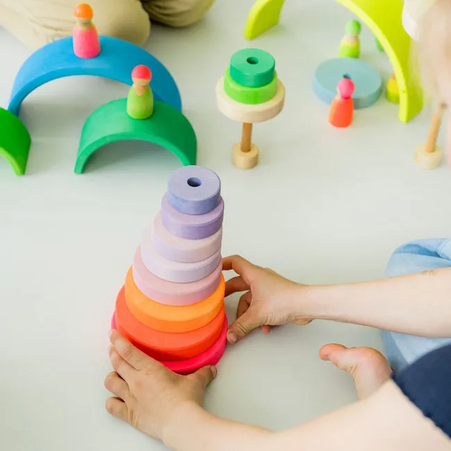 Grimm's | Conical Stacking Tower Neon Pink