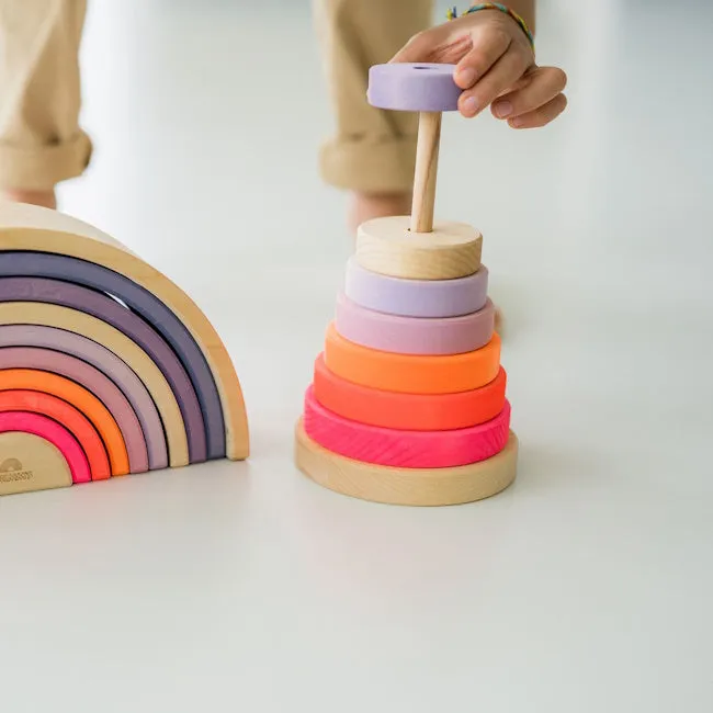 Grimm's | Conical Stacking Tower Neon Pink