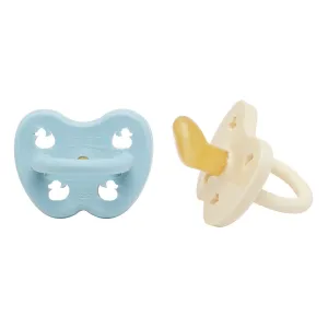 Hevea Pacifier 2-pack Orthodontic | Baby Blue & Milky White 0-3 months POUCH