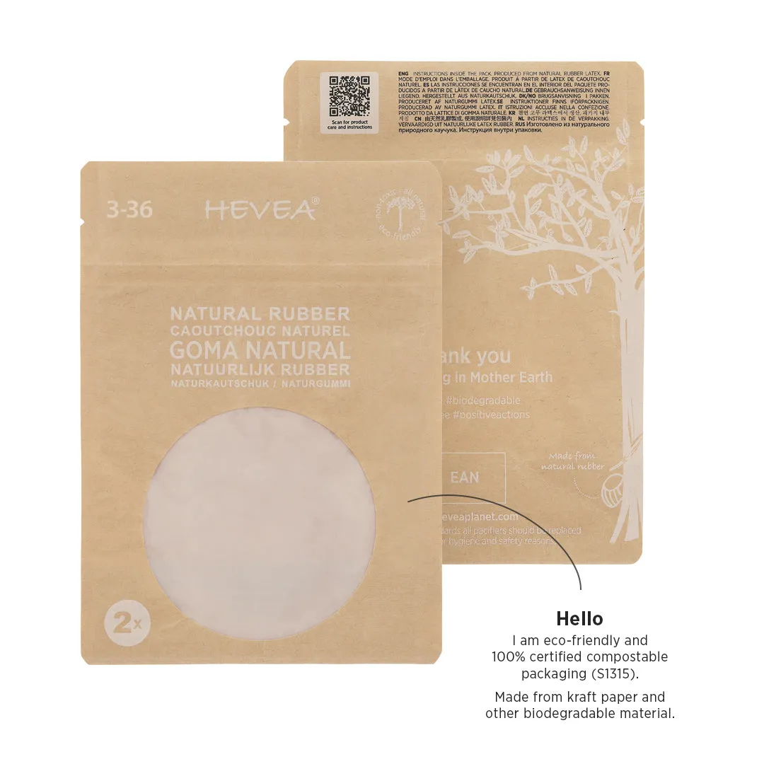 Hevea Pacifier 2-pack Orthodontic | Baby Blue & Milky White 0-3 months POUCH