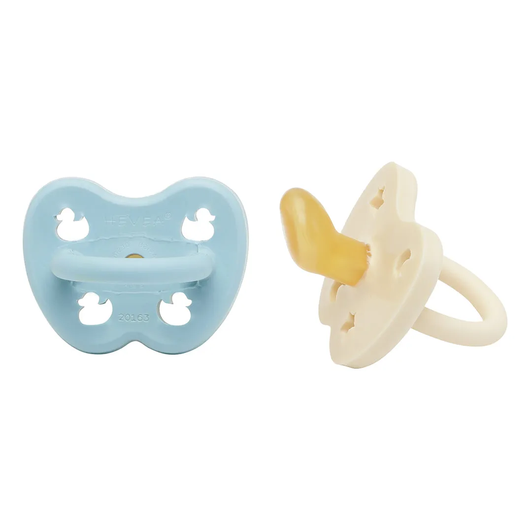 Hevea Pacifier 2-pack Orthodontic | Baby Blue & Milky White 0-3 months POUCH
