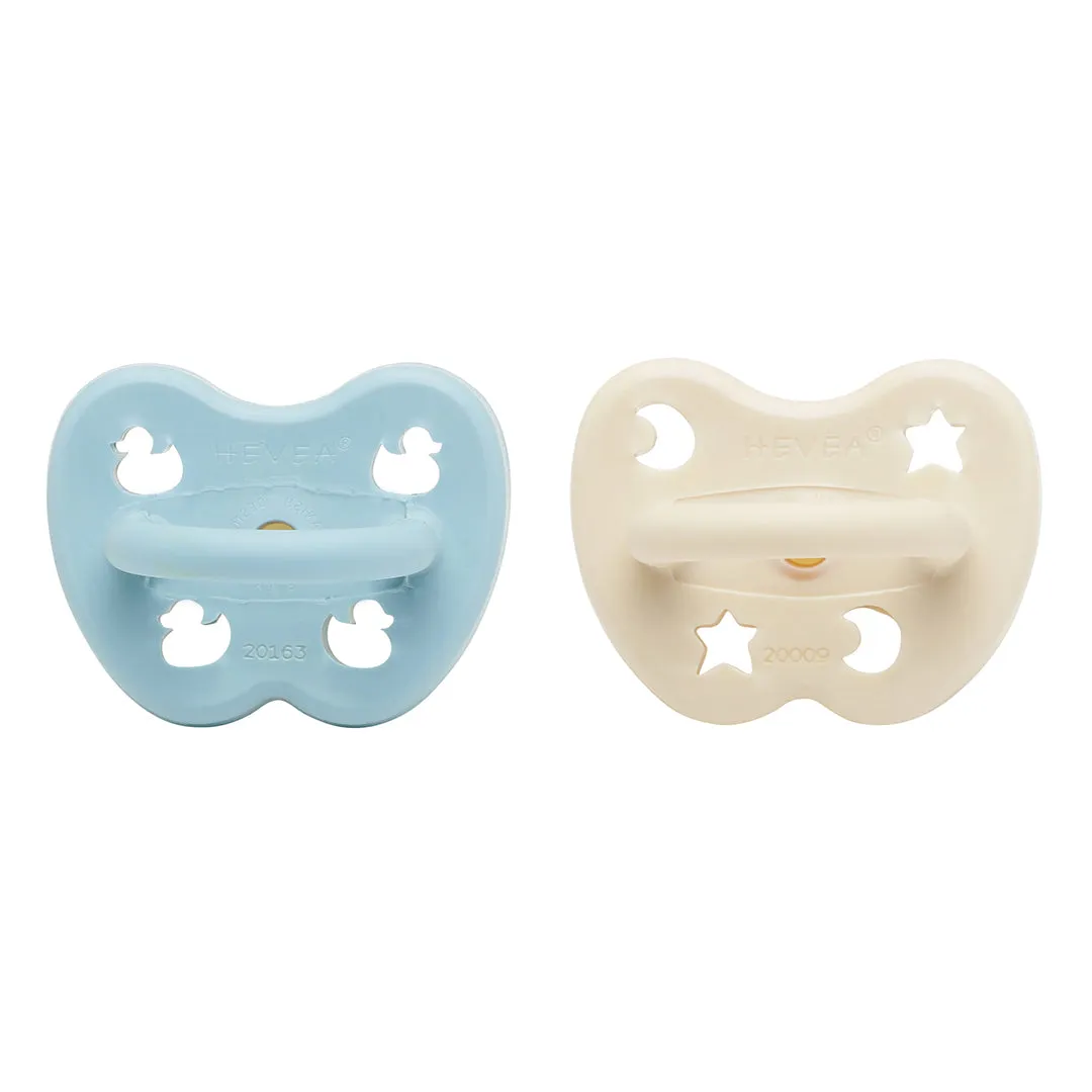 Hevea Pacifier 2-pack Orthodontic | Baby Blue & Milky White 0-3 months POUCH