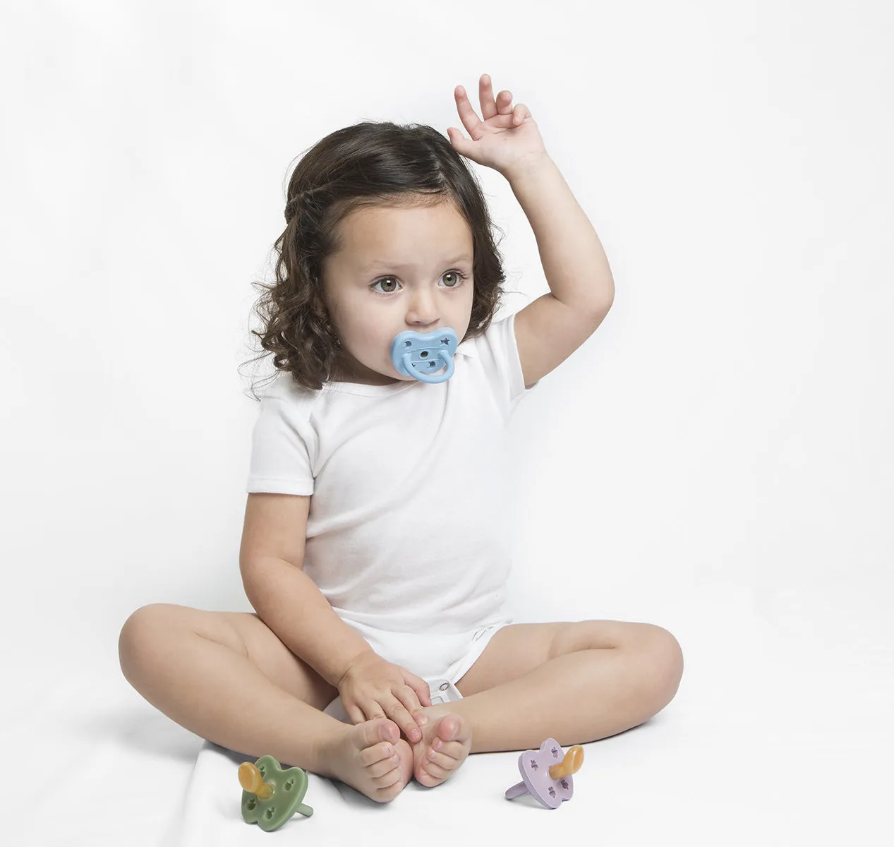 Hevea Pacifier 2-pack Orthodontic | Baby Blue & Milky White 0-3 months POUCH