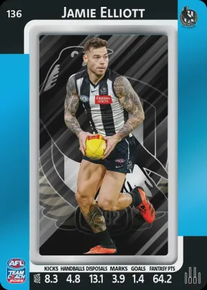 Jamie Elliott, #136, Blue Parallel, 2025 Teamcoach AFL