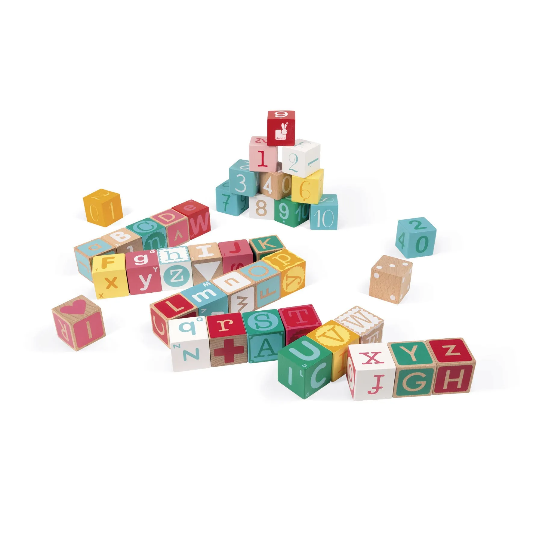 Janod Kubix 40 Letter   Number Blocks