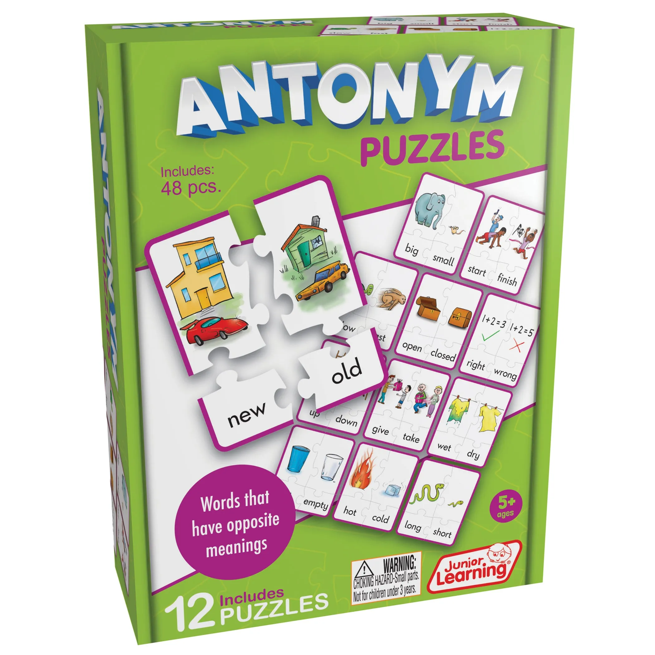 Junior Learning Antonym Puzzles - Multicolored - 3 Sets