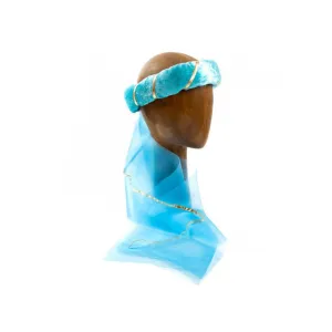 Kalid Medieval Krown Velvet Head Band Blue