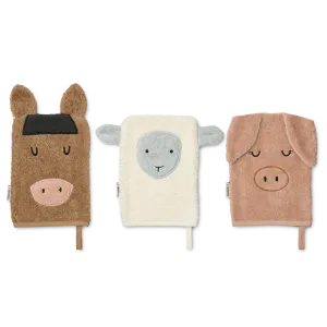 Liewood Sylvester Washcloth 3 Pack | Farm Mix