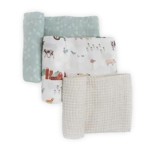Little Unicorn 3pk Cotton Muslin Swaddle | Farmyard