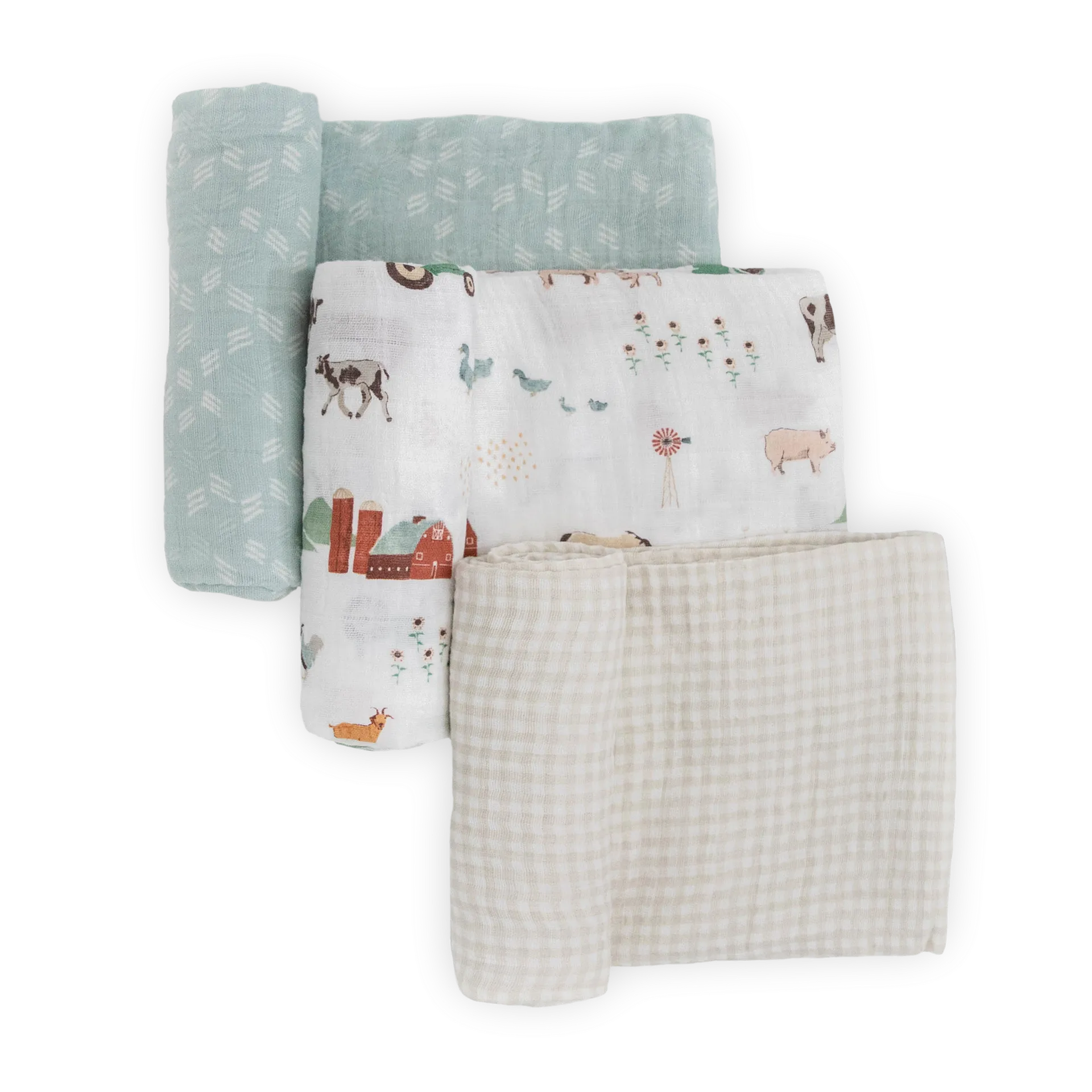 Little Unicorn 3pk Cotton Muslin Swaddle | Farmyard