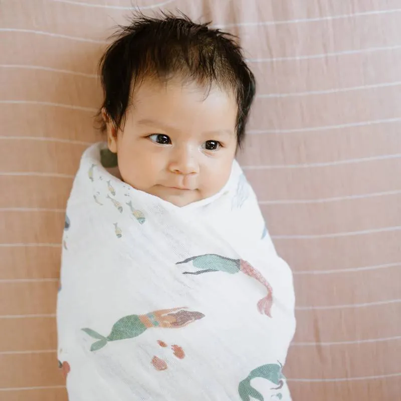 Little Unicorn Single Cotton Muslin Swaddle | Mermaid
