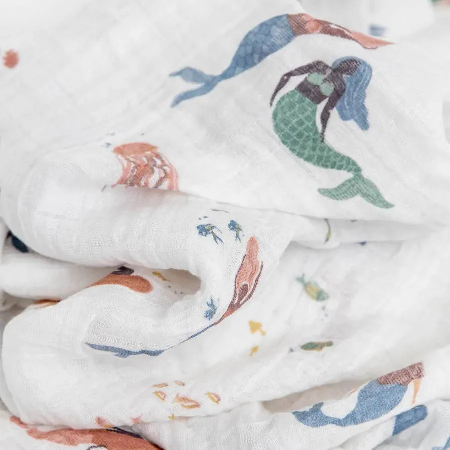 Little Unicorn Single Cotton Muslin Swaddle | Mermaid