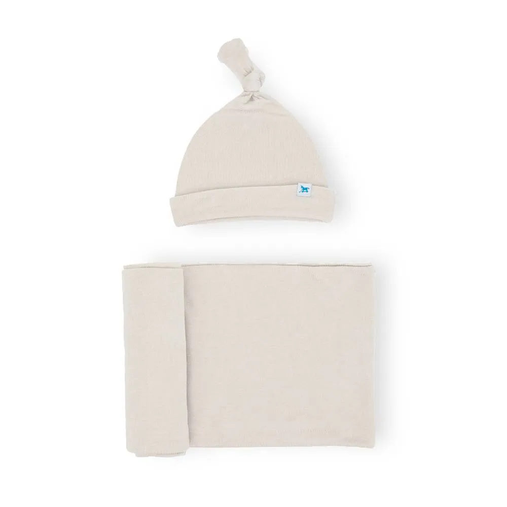Little Unicorn Stretch Knit Hat & Swaddle Set | Pebble