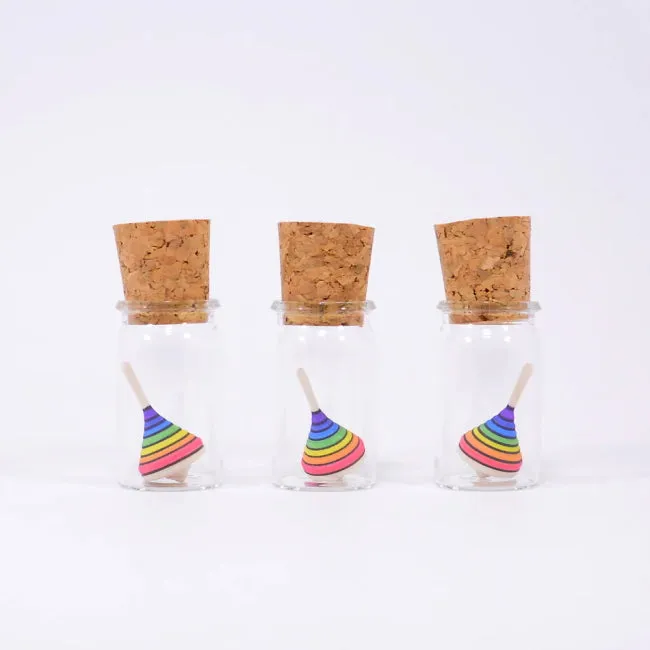 Mader | Miniature Spinning Top in Glass | Rainbow (Level 1)