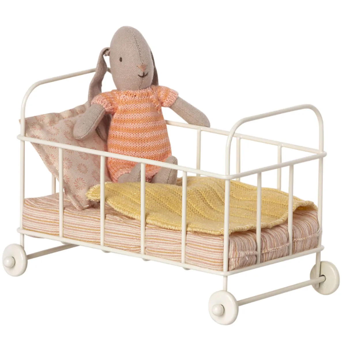 Maileg Metal Doll Crib with Bedding, Rose