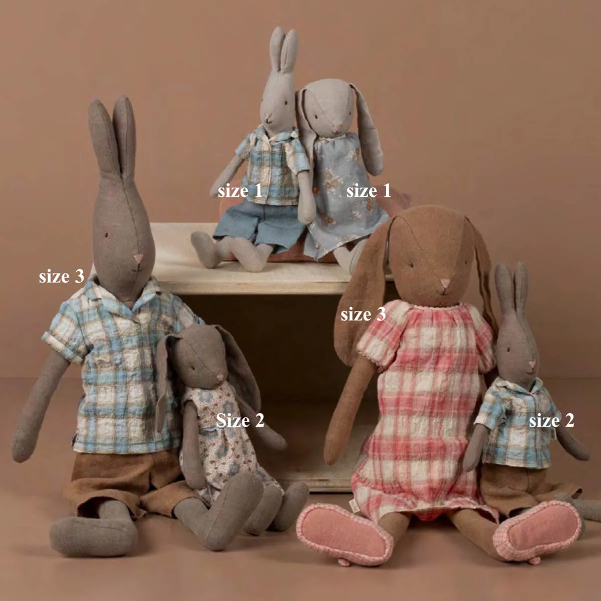 Maileg Rabbit in Checker Shirt, Size 2